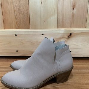 Cream faux leather booties